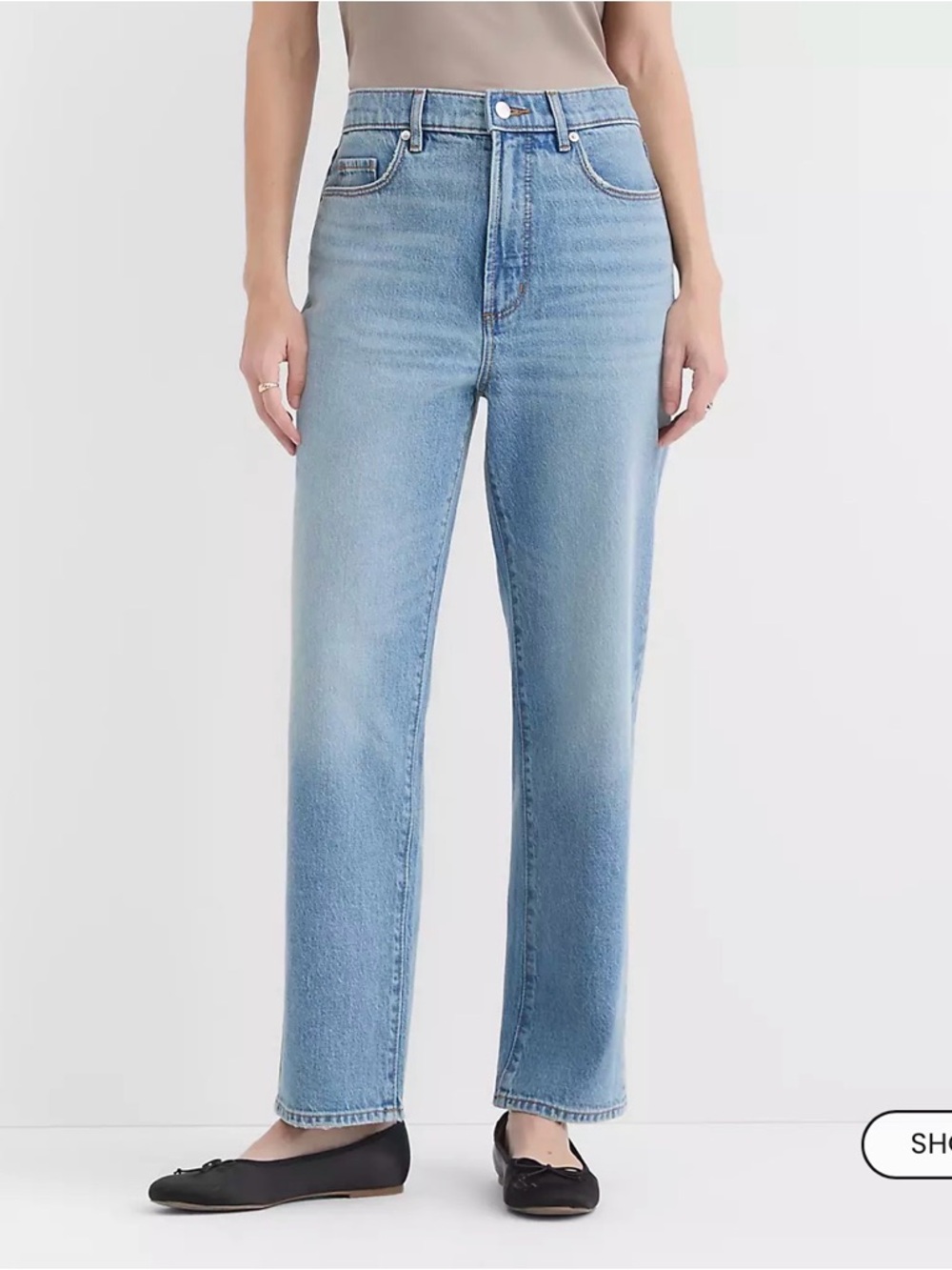LOFT Rivete Petite High Rise Straight Jeans in Aura Wash NWT